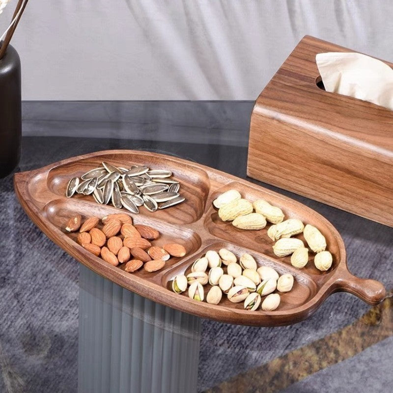 Minimalist Leaf Wooden Platter Tray