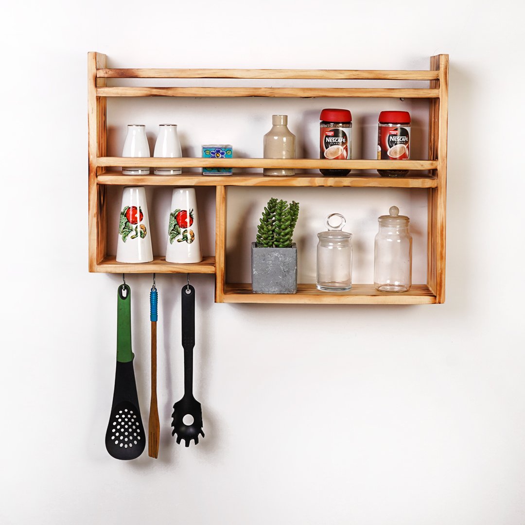 Solid Wood Kitchen Floating Rack Shelve - waseeh.com