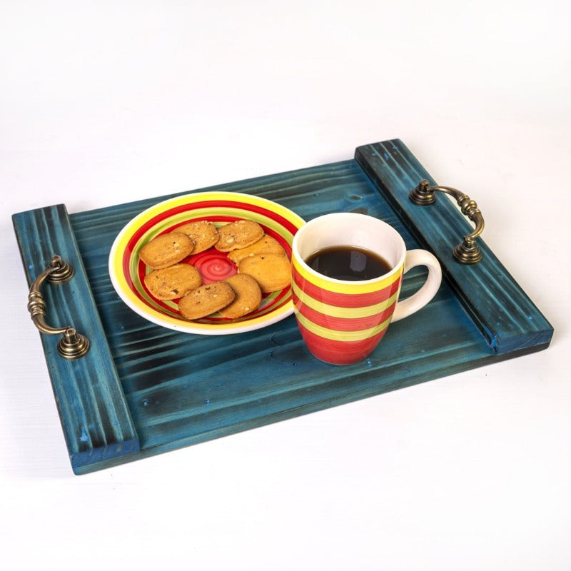 Majestic Solid Wood Kitchen Guest Snack Tea Serving Tray - waseeh.com