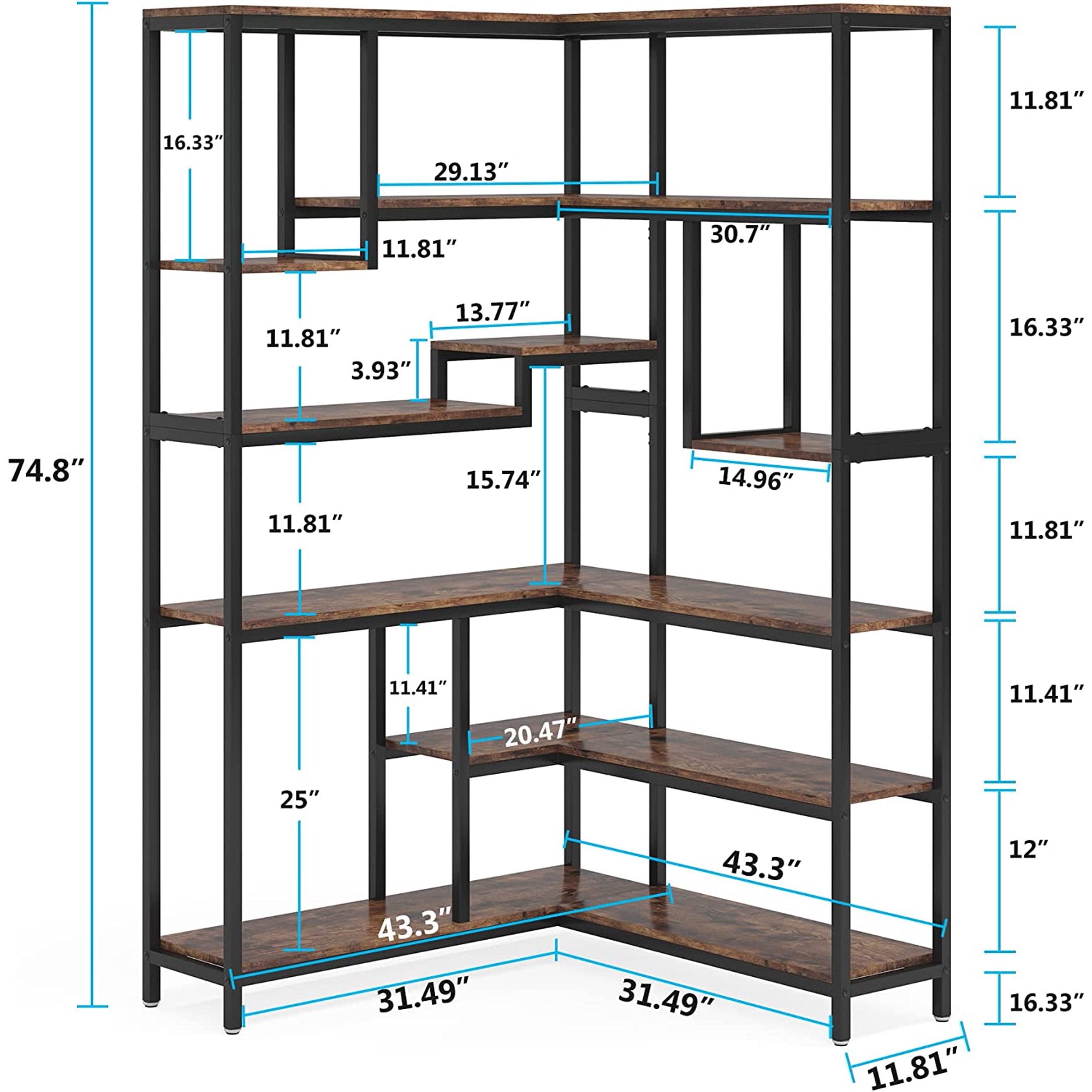 6 Shelf Sandine Corner Bookcase - waseeh.com