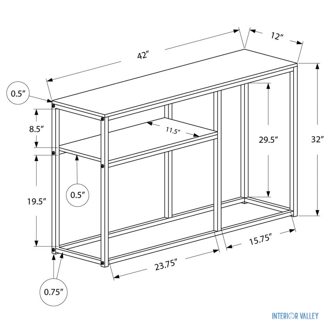 2-Tier Slim Console Table for Entryway with Open Storage Shelf