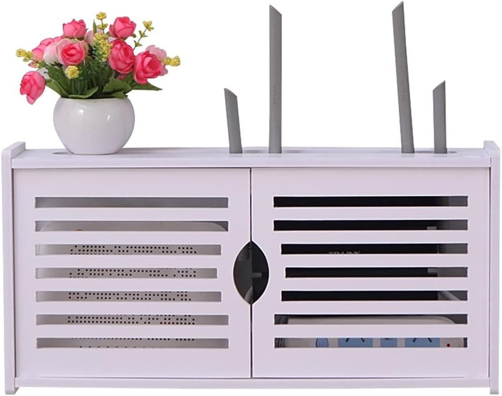 Constricted Router Wifi Double Door Wall Mounted Floating Bracket Shelve