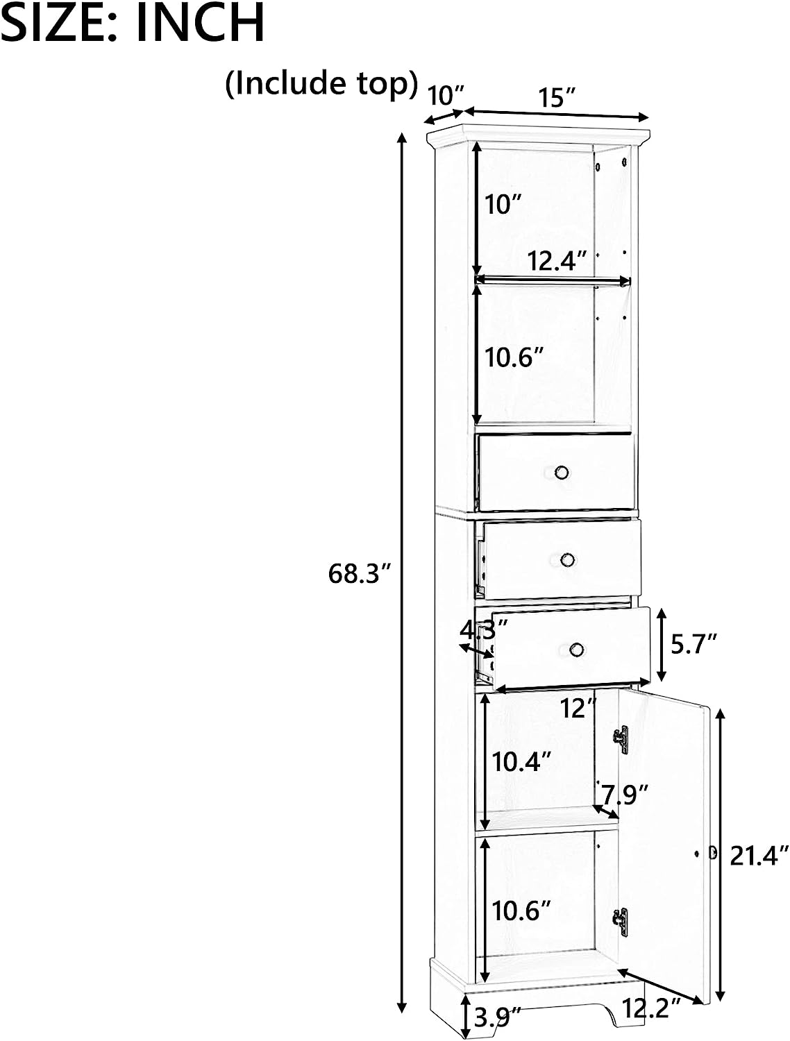 Merax Bathroom Cabinet Storage Shelve Tower