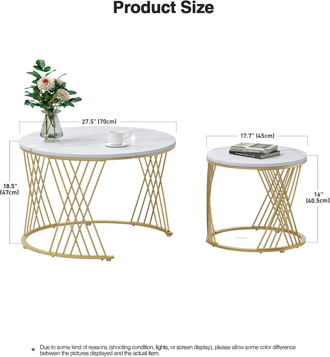 Giluta Round Tables Living Lounge Coffee Nesting Tables (Set of 2)