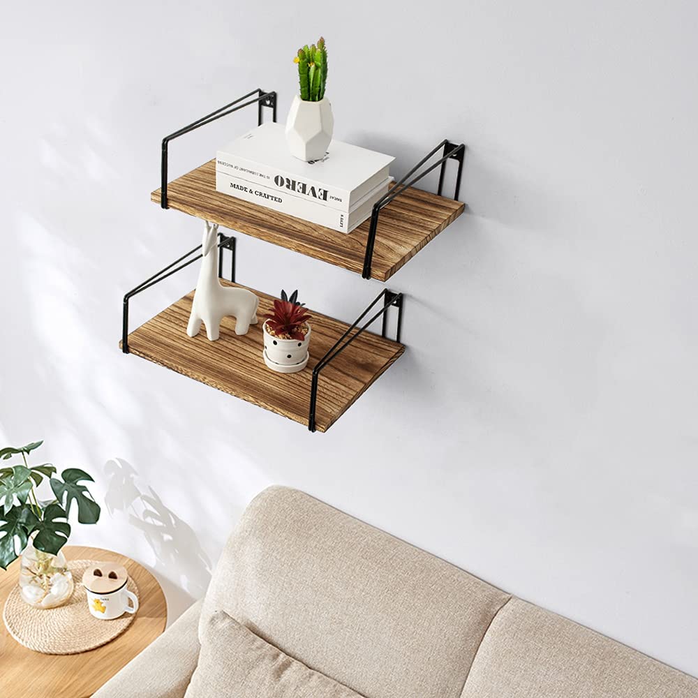 Carbonized Lounge Livin g Room Floating Organizer Shelve (Set of 2) - waseeh.com