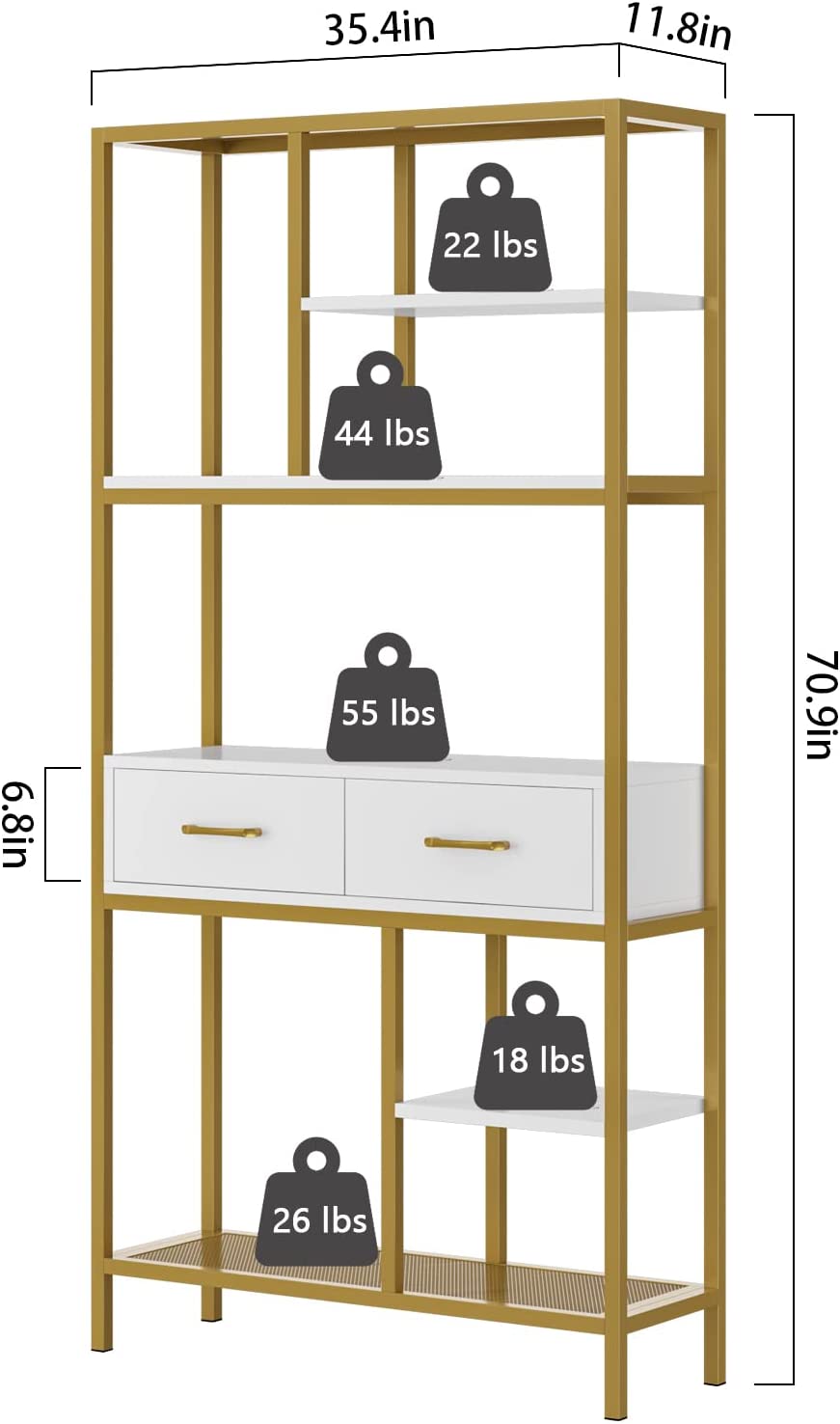 Kaylani Living Room Bookcase Shelve Organizer Storage Rack Decor - waseeh.com