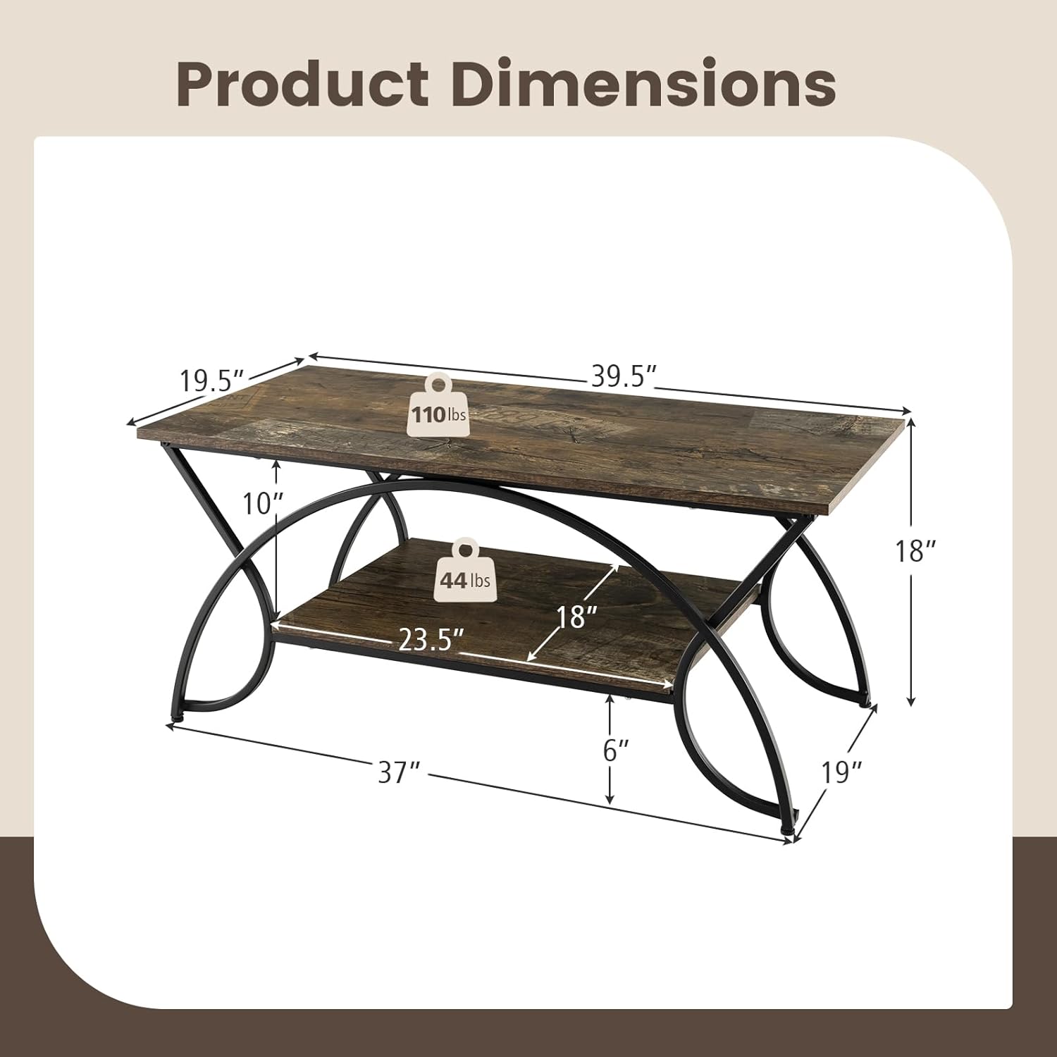 Cosablancy Modern Rectangular End Living Room Office Lounge Center Table