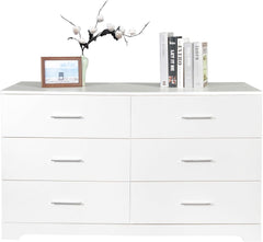 Volo White Drawer Double Dresser Living Room Organizer Cabinet Stand