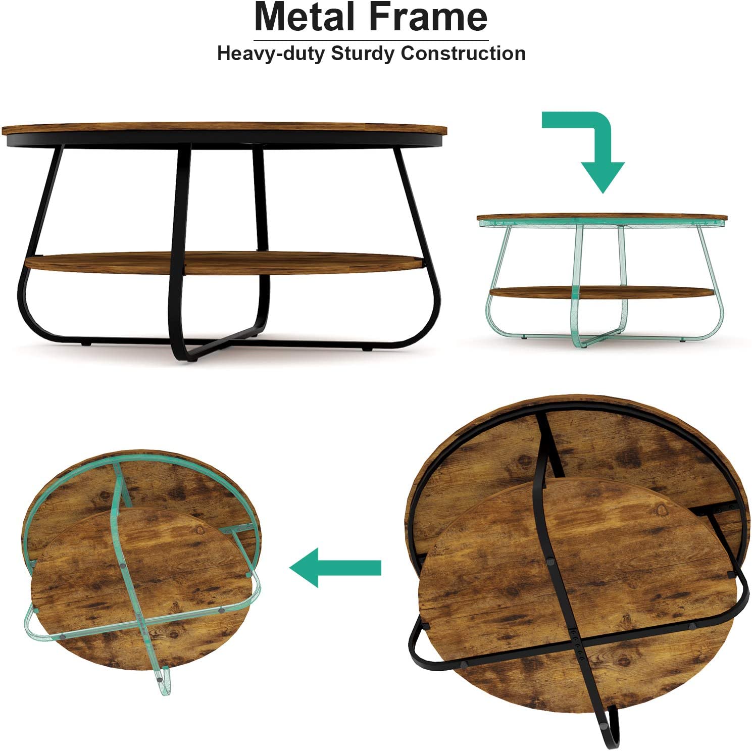 Bransford Cross Legs Living Drawing Room Coffee Center Table - waseeh.com