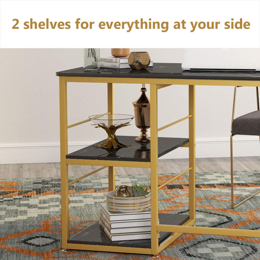 AVE Gold Home Office Workstation Writing Organizer Desk Table - waseeh.com