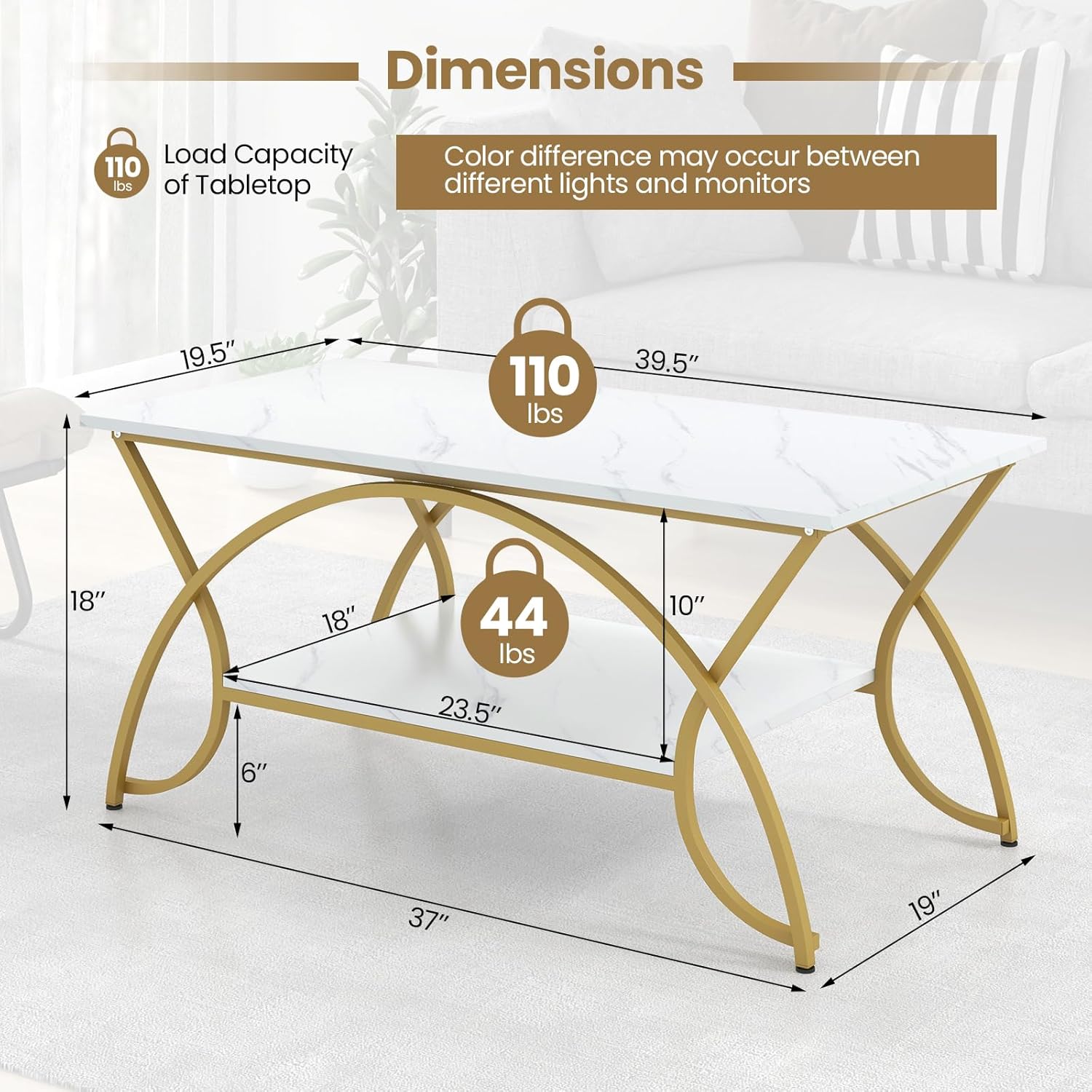 Cosablancy Modern Rectangular End Living Room Office Lounge Center Table