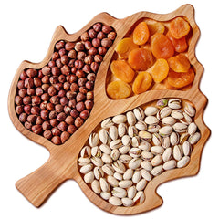 Maple Leaf Dry Fruit Snack Solid Wood Kitchen Serving Tray - waseeh.com