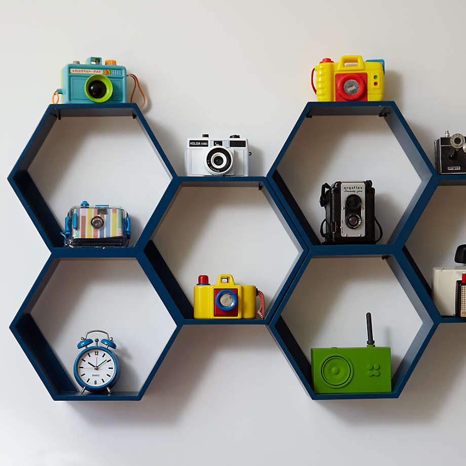 Techi Hexagonal Lounge Living Drawing Room Floating Shelve Decor - waseeh.com