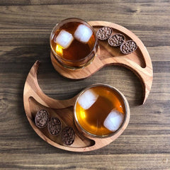 Yin Yang Snack Serving Solid Wood Tray Platter