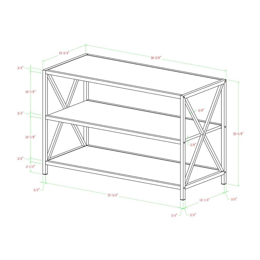 Carbon X-Frame Bookcase Console Organizer Rack Table - waseeh.com