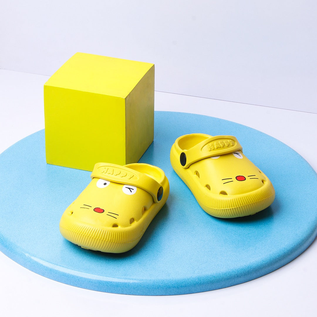 Happy kitty Kids Slippers (Yellow) - waseeh.com