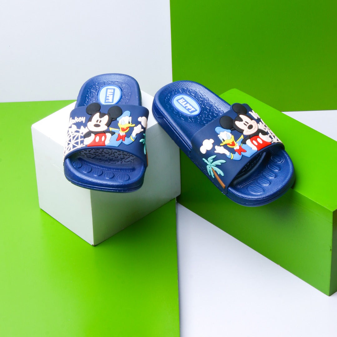 Mickey & Chik Kids Slippers (Dark Blue) - waseeh.com