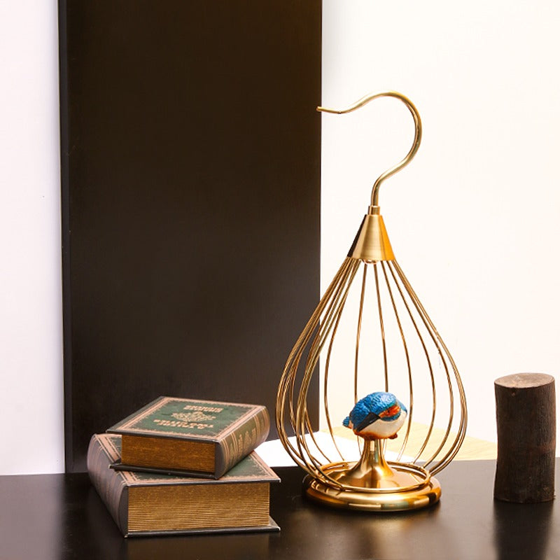 Golden Metal Birdcage Decor - waseeh.com