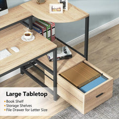 Gibbous Home Office Workstation Writing Organizer Desk Drawer Table - waseeh.com