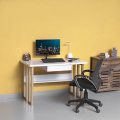 Assault Gold Rectangular Home Office Work Computer Desk Drawer Table - waseeh.com