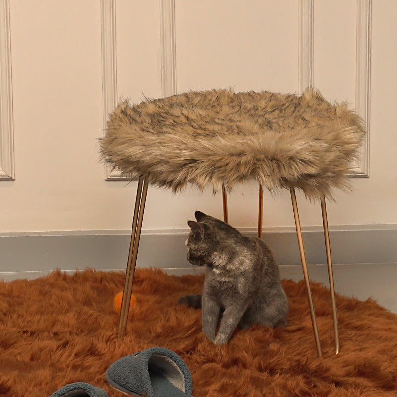 Modern Faux Fur Foot Rest Stool - waseeh.com