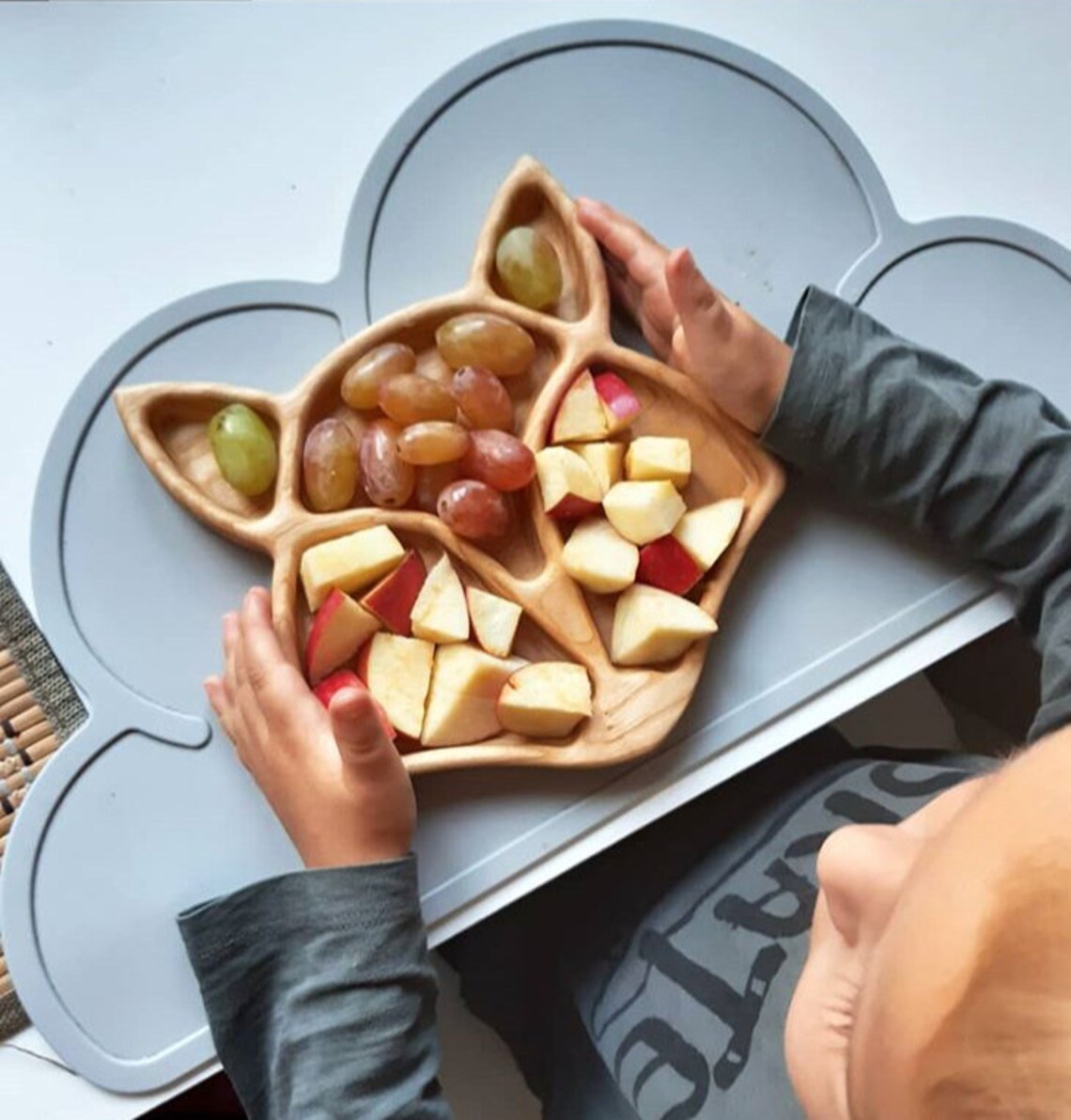 Fox Shape Kids Wooden Platter Tray - waseeh.com