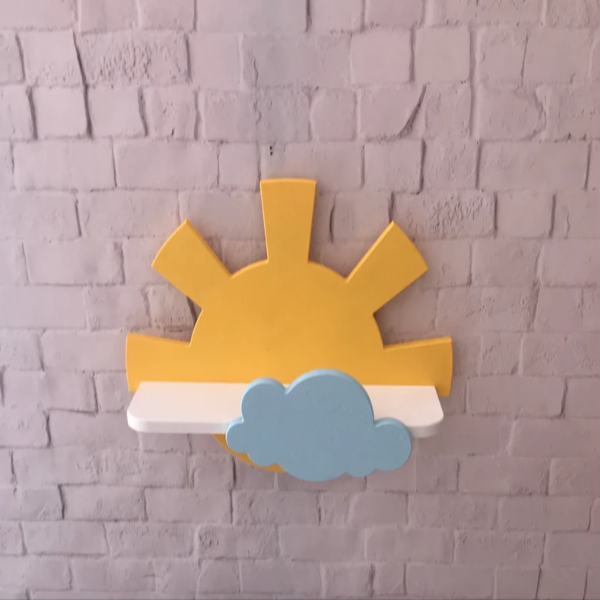 Cloudy Sun Kids Bedroom Floating Organizer Shelve Decor - waseeh.com