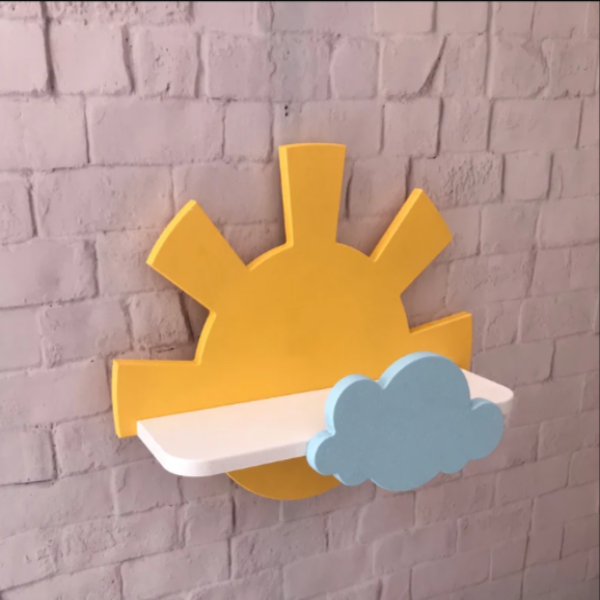 Cloudy Sun Kids Bedroom Floating Organizer Shelve Decor - waseeh.com