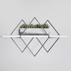 Geometric Diamond Wall Mounted Metal Floating Organizer Shelve - waseeh.com