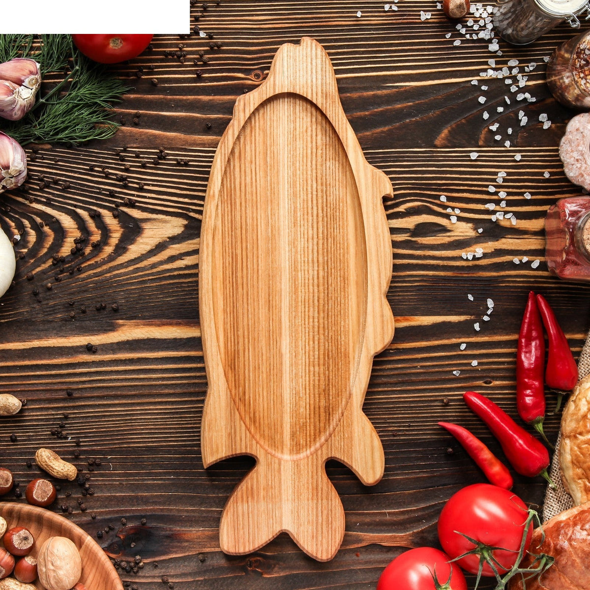 Fish Shape Wooden Platter Tray